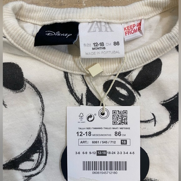 Zara Disney kids baby girl Minnie Mouse long sleeve tee shirt top Nwt - Picture 3 of 8